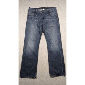 SilverTab Men Jeans 36x33 Straight Leg Whiskering Faded‎ 5 Pocket Medium Wash